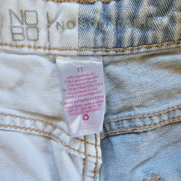 Two-Tone High-Waisted Straight-Leg Jeans Sz 11 Frayed Hem - Picture 5 of 7